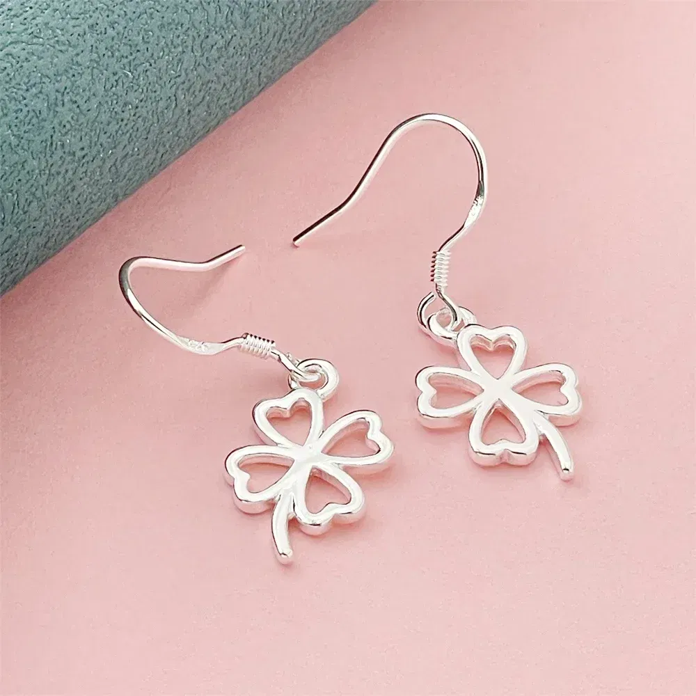 Gem Color: Cinnamon - 925 Silver Heart Shape Earrings Women Exquisite Student Jewelry Accessories