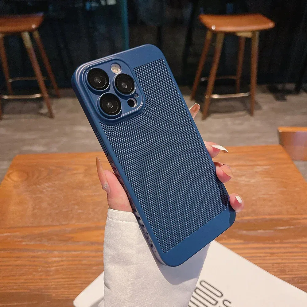 Color: Brown, Compatible-Phone Models: For iPhone 15 Plus, Ships From: CHINA - Breathable Heat Dissipation Cooling Case For iPhone 16 Pro Max 15 14 13 12 11 PC Hard Back Cover