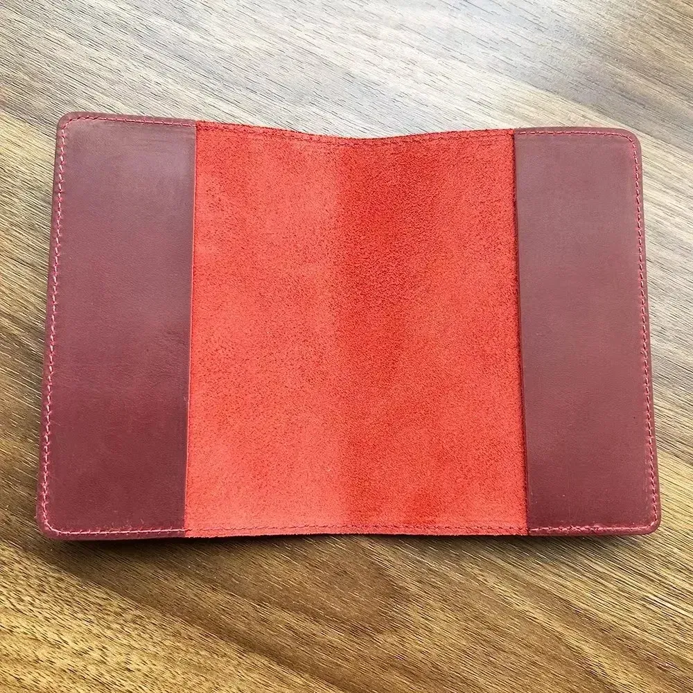 Color: Red - Francais Passport Cover Genuine Leather with Original French Logo | 100% Real Leather Travel Document Holder for Men Women Gift