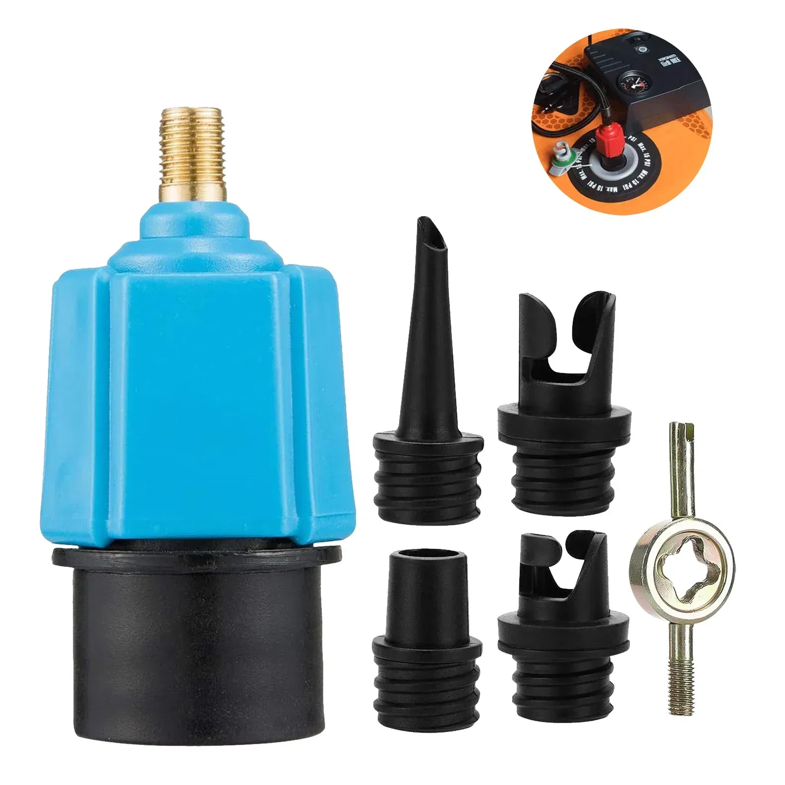 Color: Red - Inflatable SUP Pump Valve Adapter Set- Standard Air Valve Adapter,Nozzle Air Pump Converter for Kayaking Surfboard Inflatable
