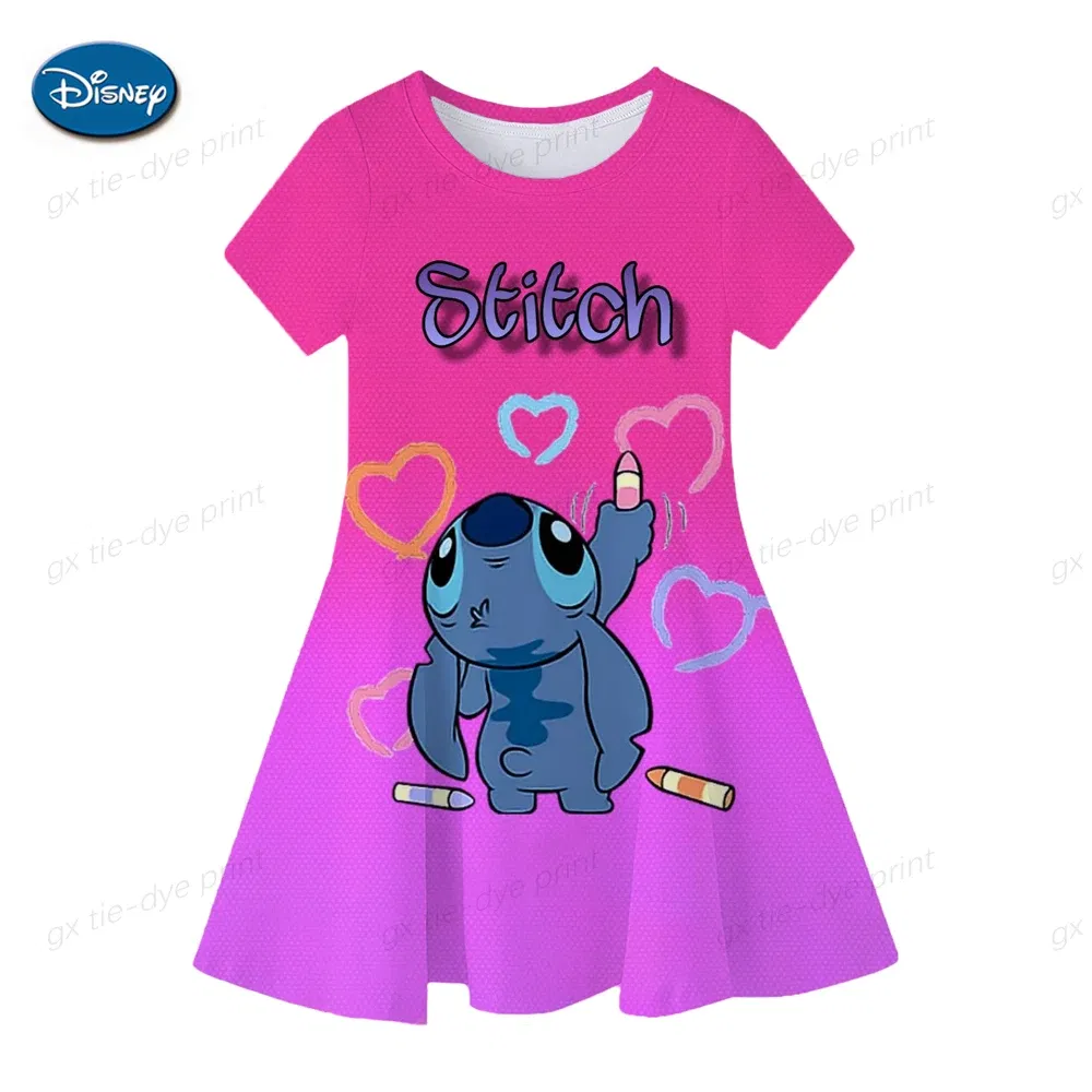 Color: Red, Ships From: CHINA, Kid Size: 8 - Fashion Baby Girls Stitch Dress Summer Dress Cartoon Stitch Dress Princess Stitch Dress Children's Girl Clothing 0-14 Years