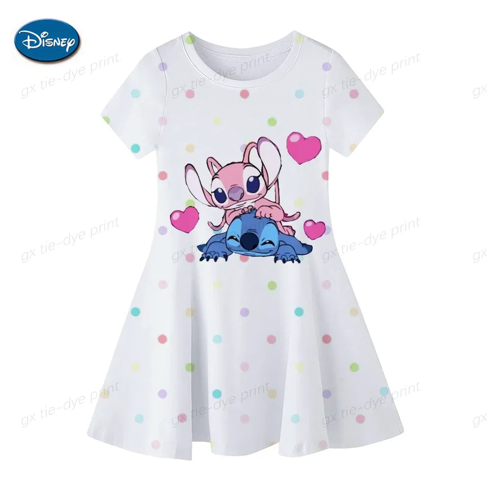 Color: Red, Ships From: CHINA, Kid Size: 8 - Fashion Baby Girls Stitch Dress Summer Dress Cartoon Stitch Dress Princess Stitch Dress Children's Girl Clothing 0-14 Years