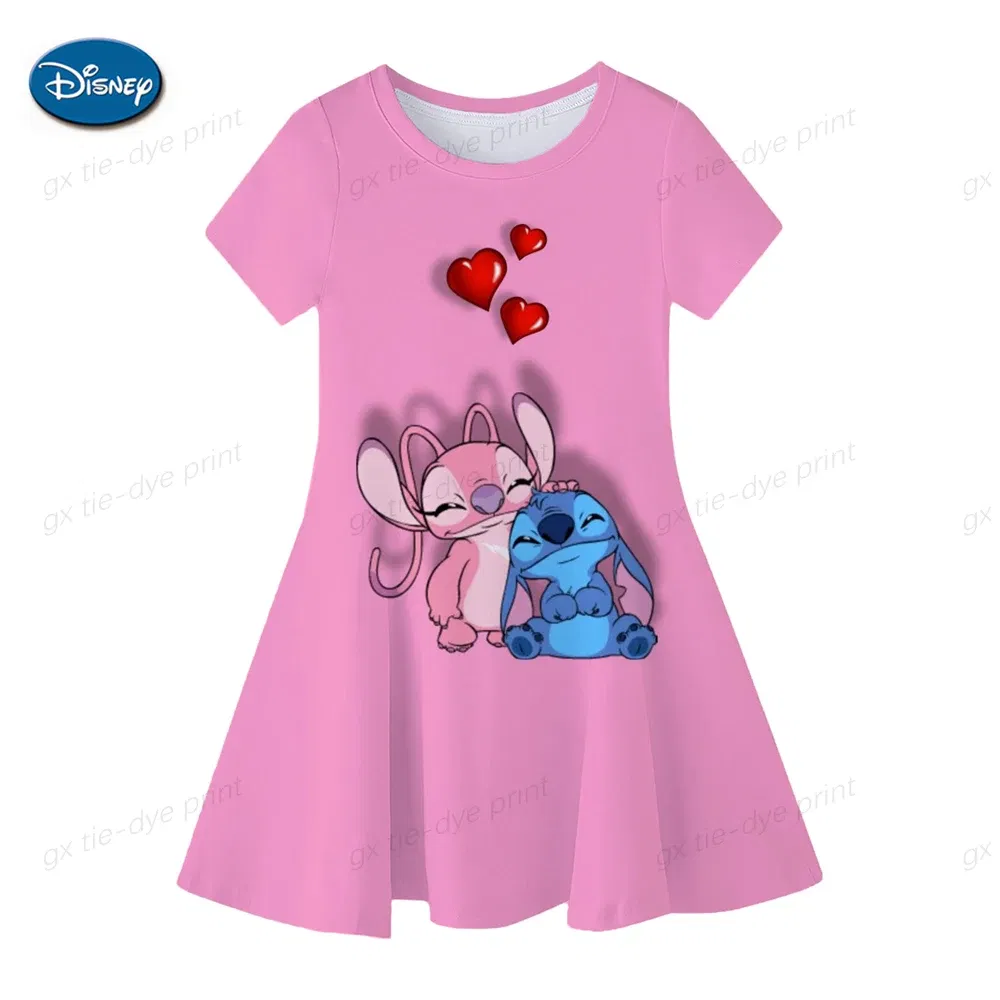 Color: Red, Ships From: CHINA, Kid Size: 8 - Fashion Baby Girls Stitch Dress Summer Dress Cartoon Stitch Dress Princess Stitch Dress Children's Girl Clothing 0-14 Years