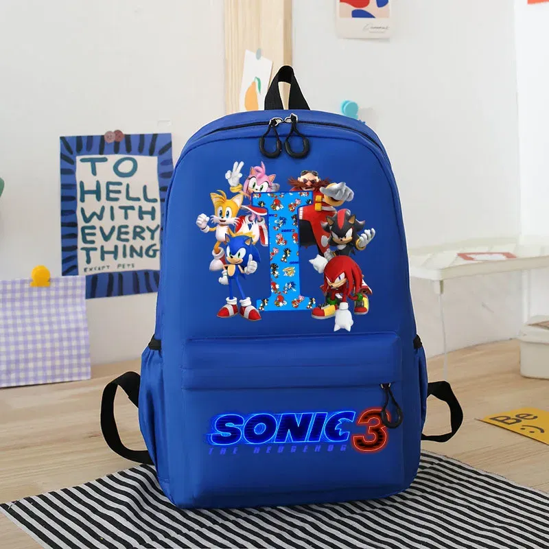 Color: Clear, Size: 40cm - Sonics Children Cartoon Schoolbag Kids Anime Cute Backpack Boy Fashion Knapsack Student Casual Shoulders Book Bag Xmas Gift 2025