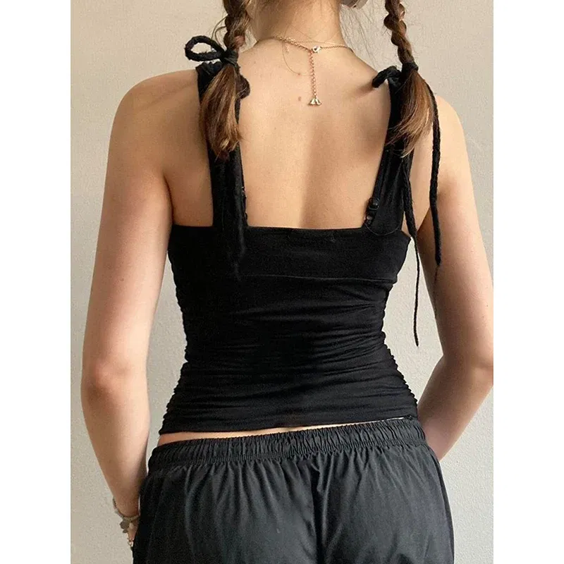 Color: Brown, Size: M - Y2K Printed V-Neck Vest Sexy Streetwear Slimming Top for Spicy Girl Trendy New Product