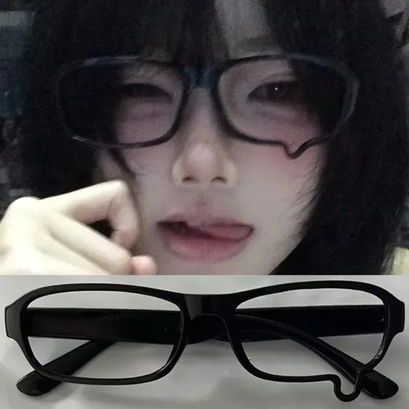Frame Color: Brown - Japanese Anime Y2K Teardrop Cosplay Small Square Glasses Women's Retro Harajuku Glasses Clear Blue Light Blocking Eyewears