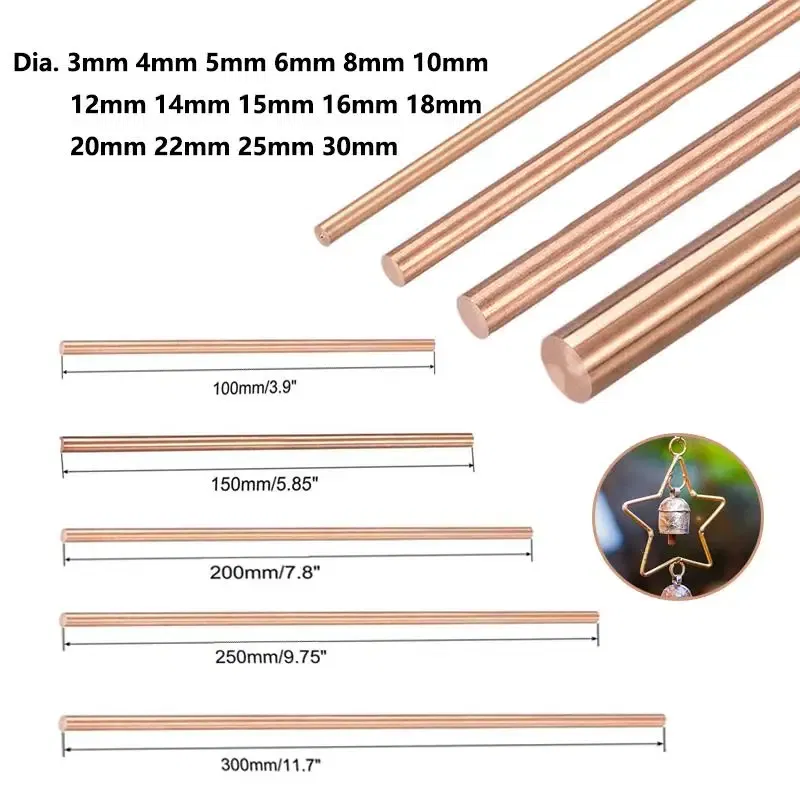 Color: Red, Specification: 25mm - 1pcs Copper Round Bar Metal Rod Milling Metalworking 3mm 4mm 5mm 6mm 8mm-30mm Length50mm-300mm Copper Rod