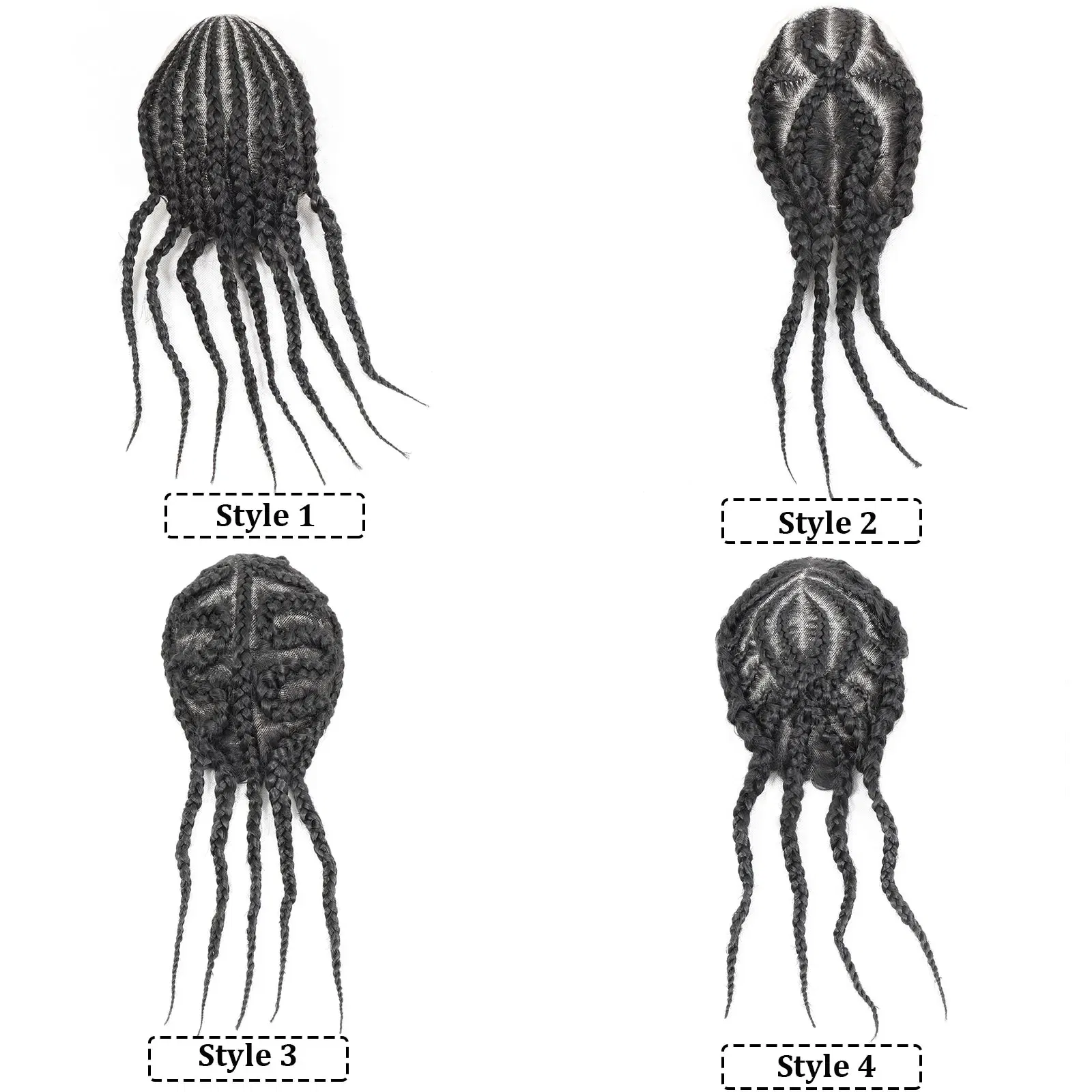 Cornrow Box Braided Toupee For Men Human HairPiece Breathable Lace With PU Replacement System Hair Prosthesis Units Patch Wig