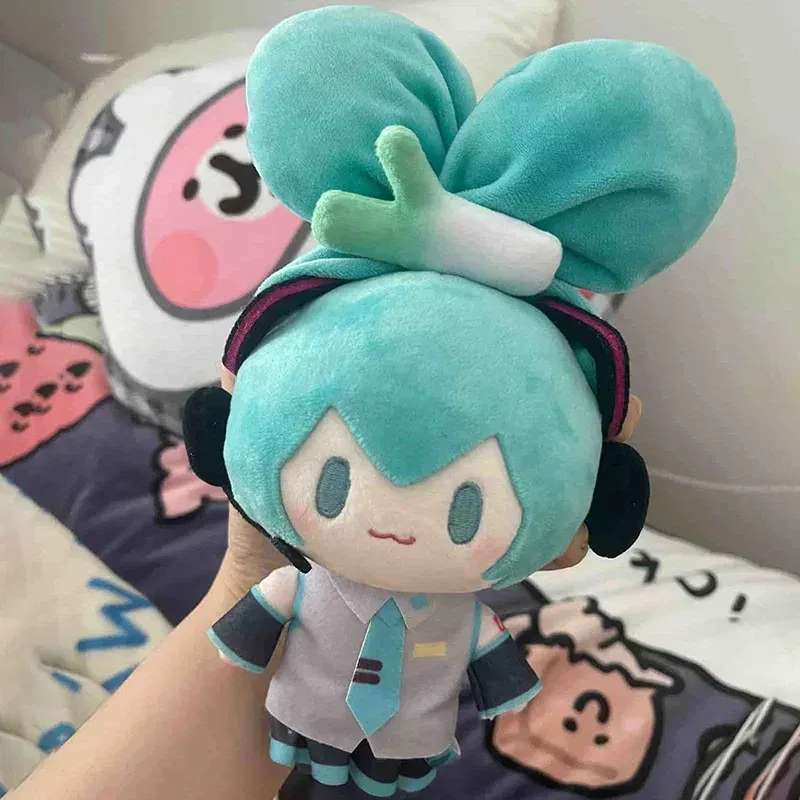 Color: black - 15cm Hatsune Miku Kawaii Q Version Figure Plush Doll Anime Peripheral Plush Stuffed Toy Collection Model Ornament Toys Gifts