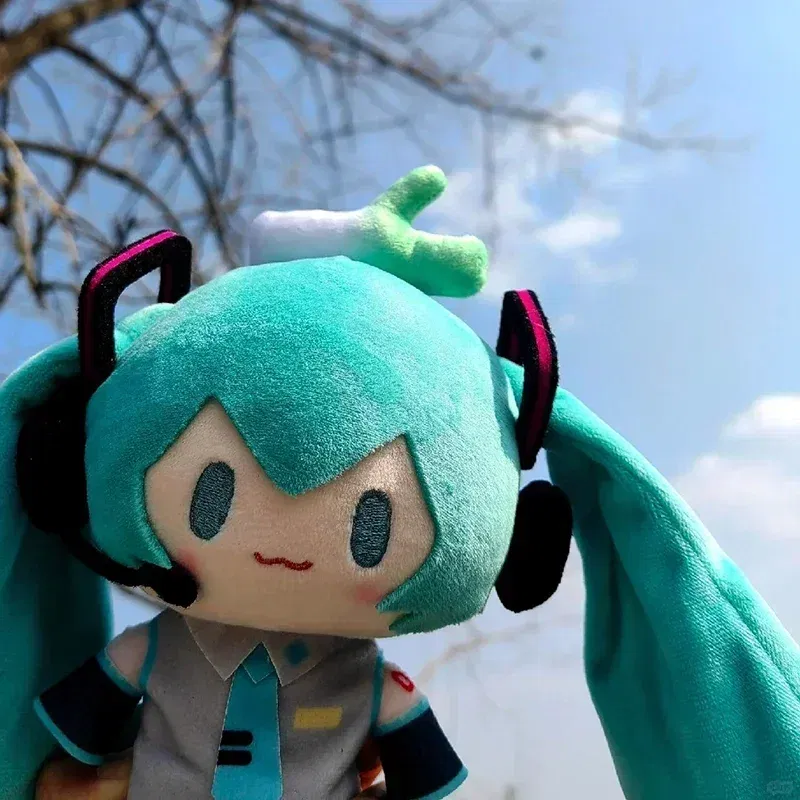 Color: black - 15cm Hatsune Miku Kawaii Q Version Figure Plush Doll Anime Peripheral Plush Stuffed Toy Collection Model Ornament Toys Gifts