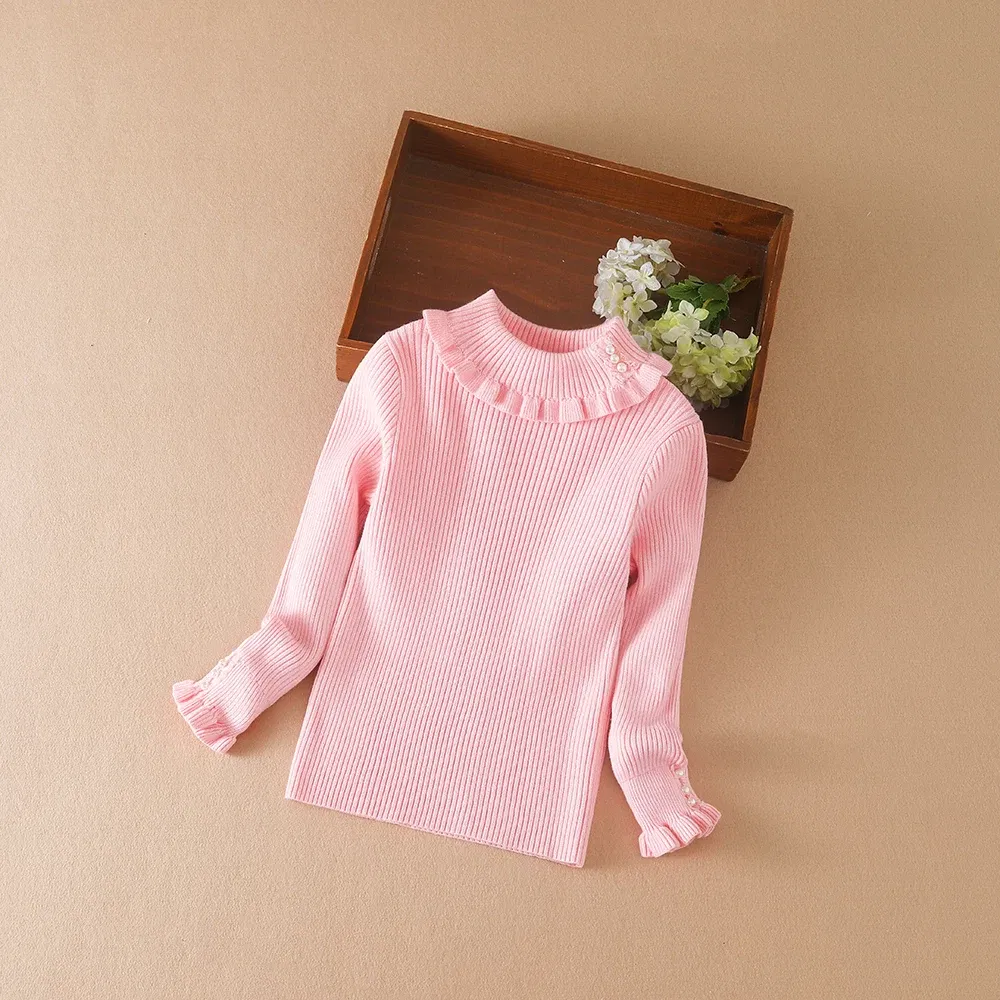Color: black, Kid Size: 12T - Girls Sweater 2025 New Winter Children Clothes Kids Tops Warm Knitwear Kids Sweater Baby Girls Turtleneck Sweaters