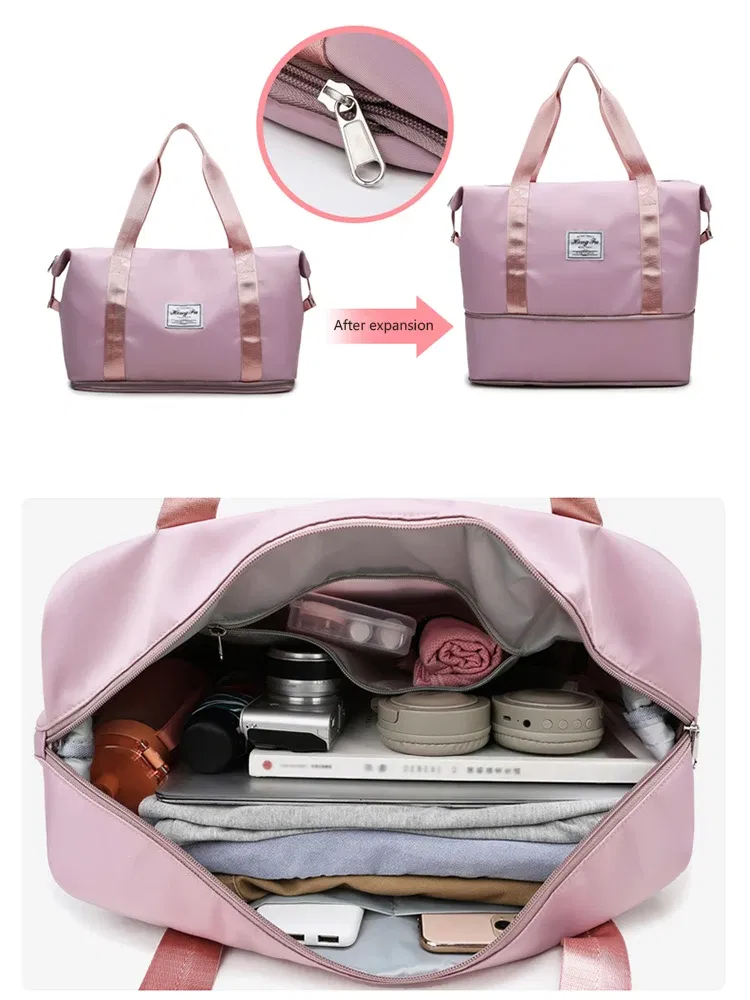 Color: Lavender - UNIXINU Carry On Travel Duffle Bag Nylon Waterproof Sports Gym Tote Bags for Women Large Capacity Storage Luggage Handbag