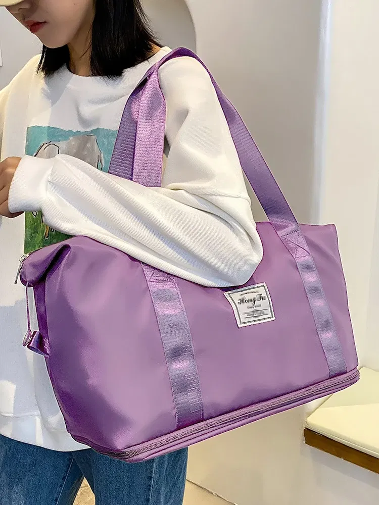 Color: Lavender - UNIXINU Carry On Travel Duffle Bag Nylon Waterproof Sports Gym Tote Bags for Women Large Capacity Storage Luggage Handbag