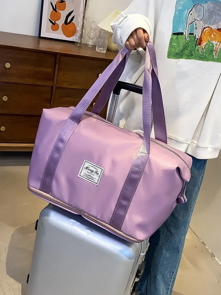 Color: Lavender - UNIXINU Carry On Travel Duffle Bag Nylon Waterproof Sports Gym Tote Bags for Women Large Capacity Storage Luggage Handbag