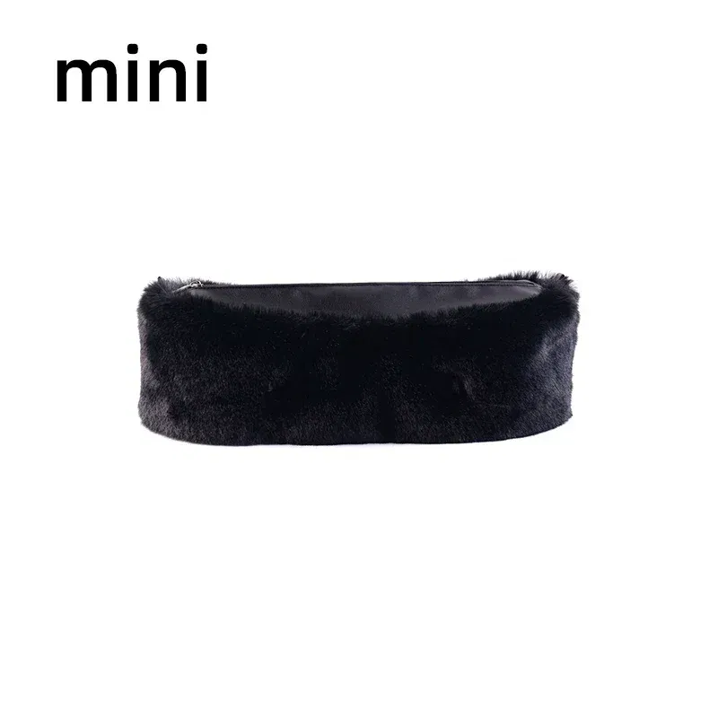 Color: Rose Gold - New  Autumn winter obag  Faux Rex Rabbit fur zipper up furry Trim  Inner pocket for Classic Mini O bag Accesorios