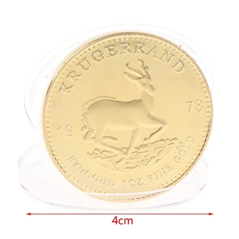 Color: Dark Khaki - 1PC 1974/1978/2021 South African Gold Krugerrand Coin 4cm Gold Coin Replica Cosplay Prop