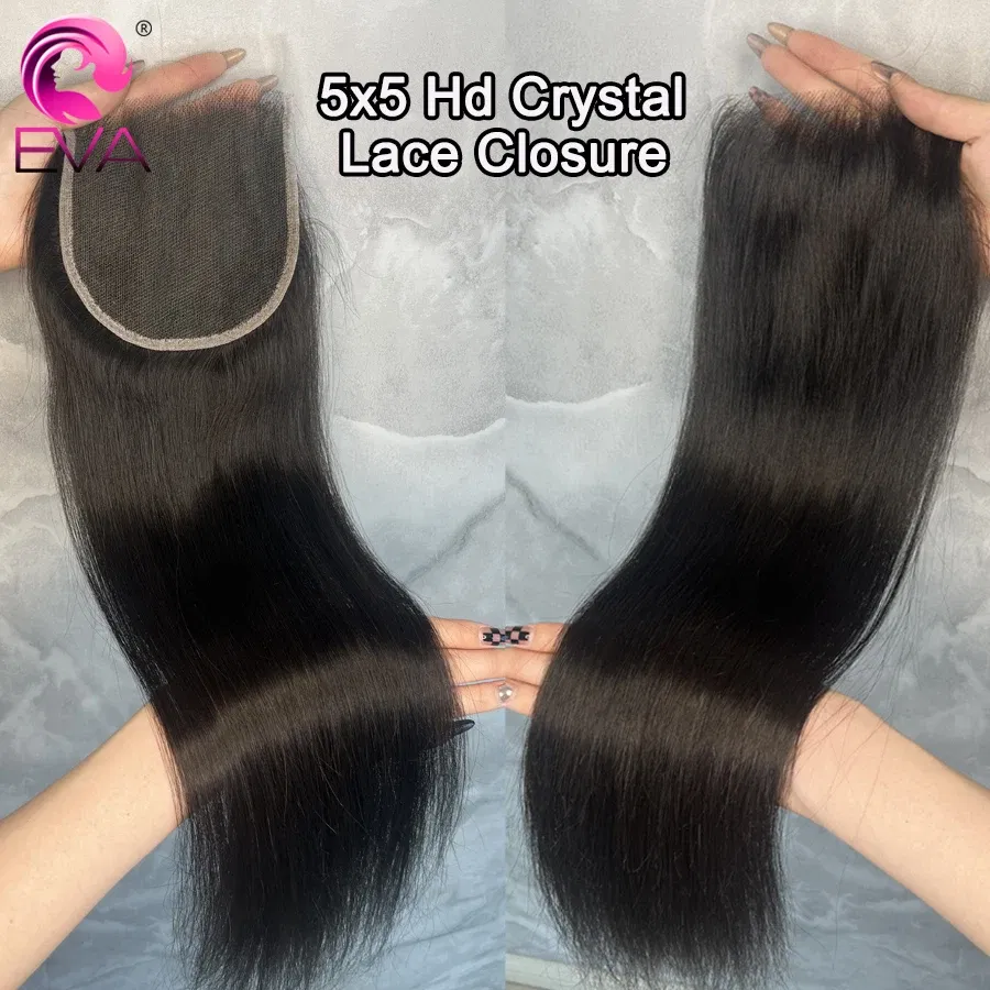 Color: Yellow, Material Grade: Remy Hair, Stretched Length: 16inches - Eva 5x5 Hd Lace Closure Straight 13x4 Lace Frontal Closure Hand Tied Human Hair Closures Free Part Hd Lace Closure Pre Plucked