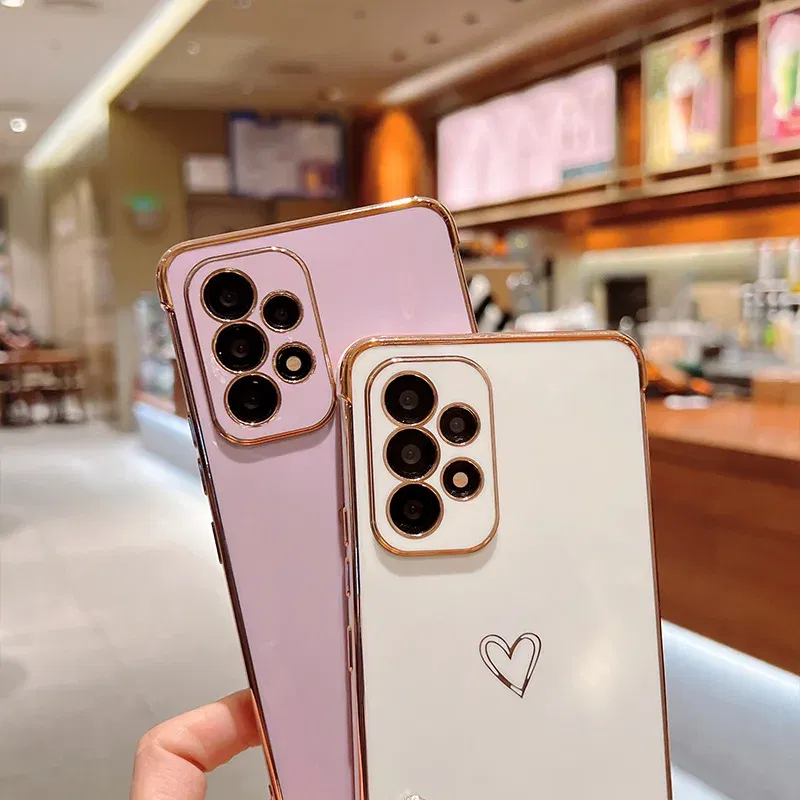 Color: Lavender, Compatible-Phone Models: For iPhone 14, Ships From: CHINA - Electroplating Love Heart Phone Case For Samsung Galaxy S25 S24 Ultra S23 S22 A13 A14 A52 A53 Protect Lens Shockproof Back Cover