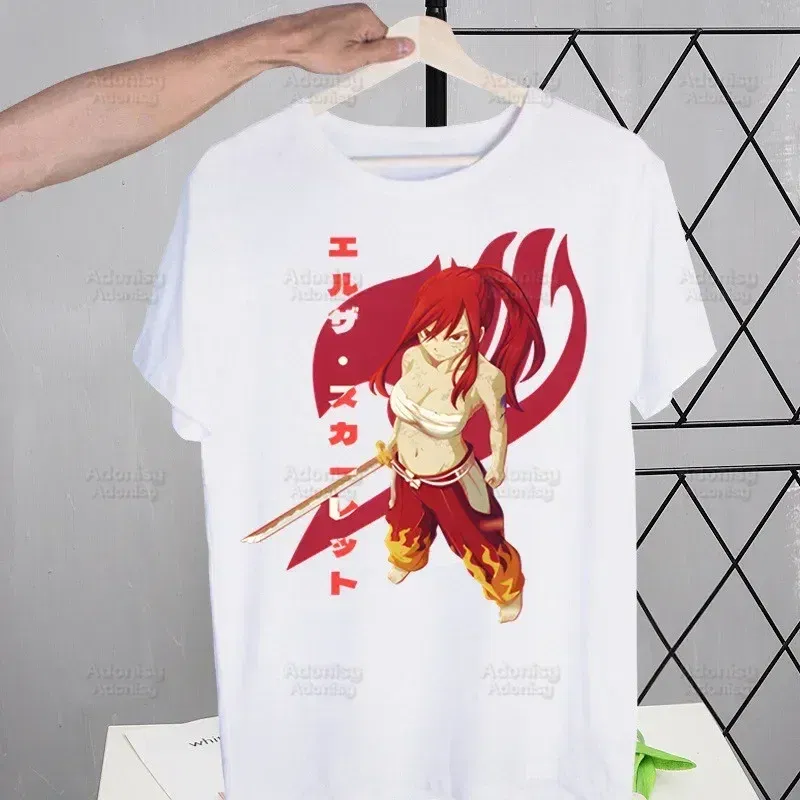 Color: Beige, Size: M - Anime Fairy Tail Cartoon Natsu Erza Gray Lucy T-shirts Summer Men/Women Hip Hop Tshirt Streetwear t shirts Short Sleeve Tops