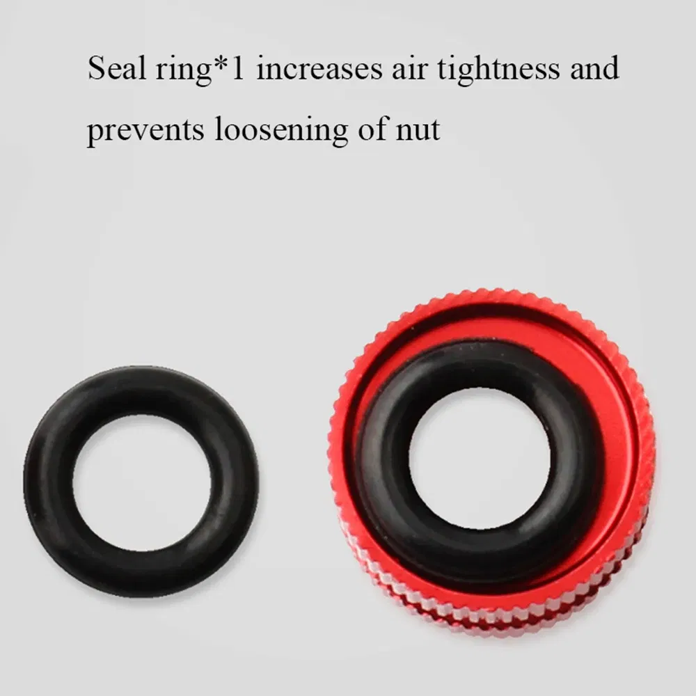 Color: Red - 12*8.5mm Bike Vacuum Tire Law Mouth Nut Bicycle Valve Cover Replacement Tools Cycling Tire Repair Maintain Accessories