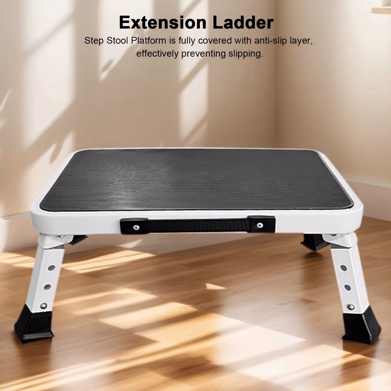 Heavy-Duty Folding Step Stool with 3-Level Adjustable Height – Portable and Safe for Seniors and Home Use