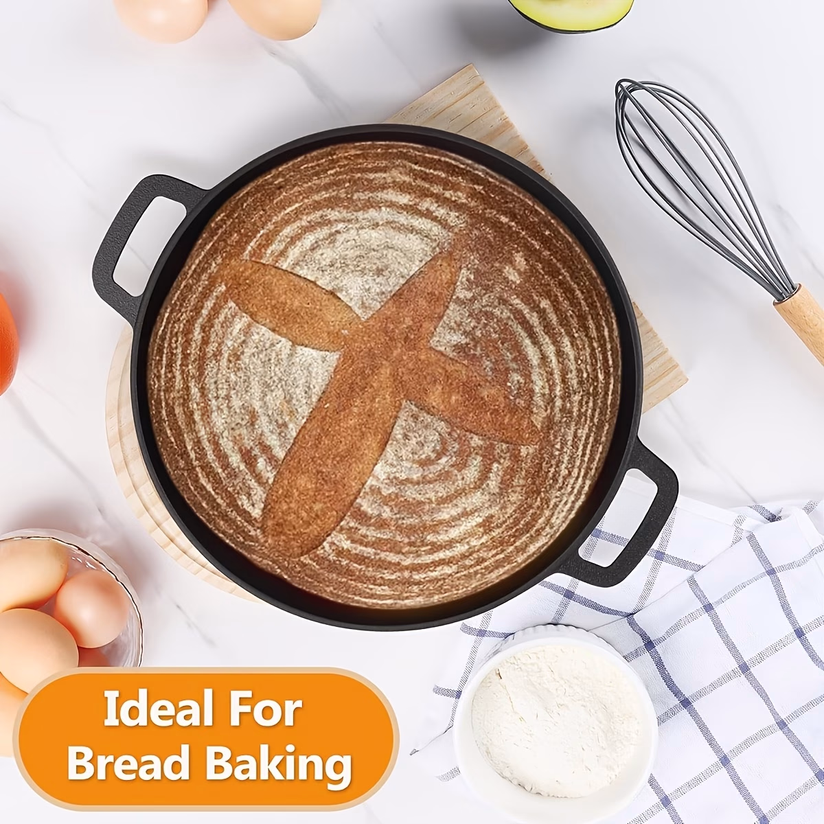 2-in-1 Heavy-Duty Cast Iron Dutch Oven & Dutch Pot Set with Lid – Perfect for Soups, Stews, and Roasting