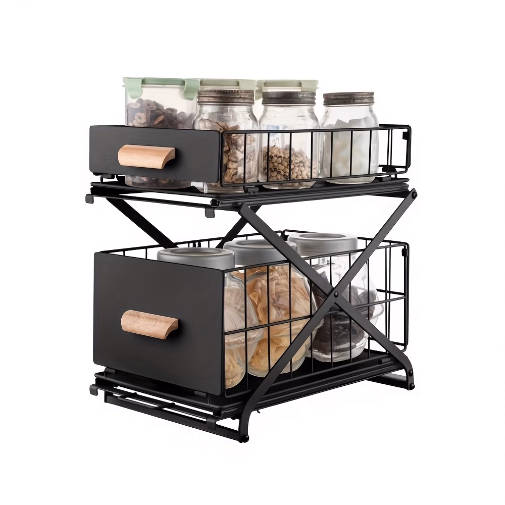 2-Tier Kitchen Dish Drying Drainer Storage Rack – Wire Basket Holder Organizer