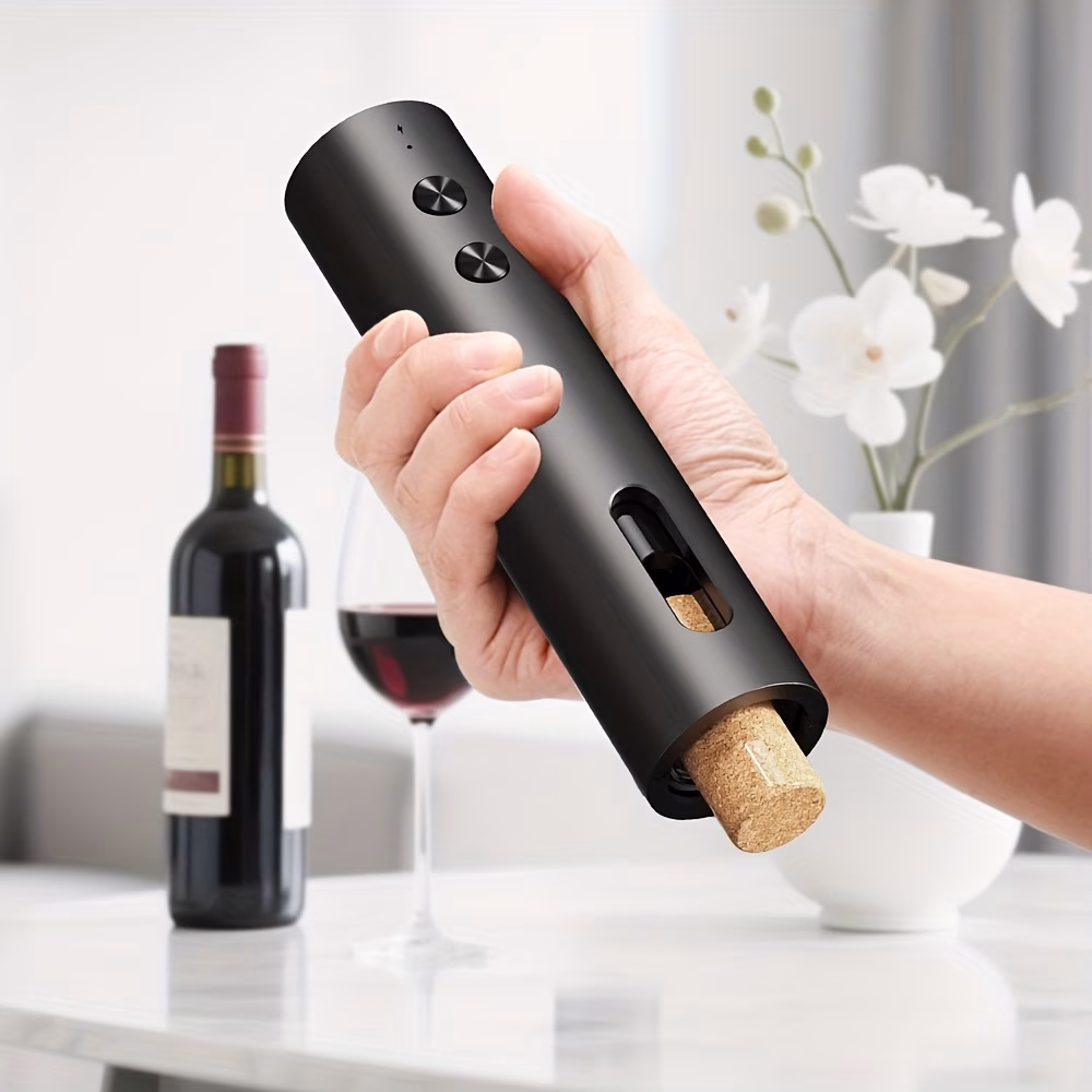 CLITON Rechargeable Electric Wine Opener with Foil Cutter, Wine Pourer & Vacuum Stopper – USB-C Charging