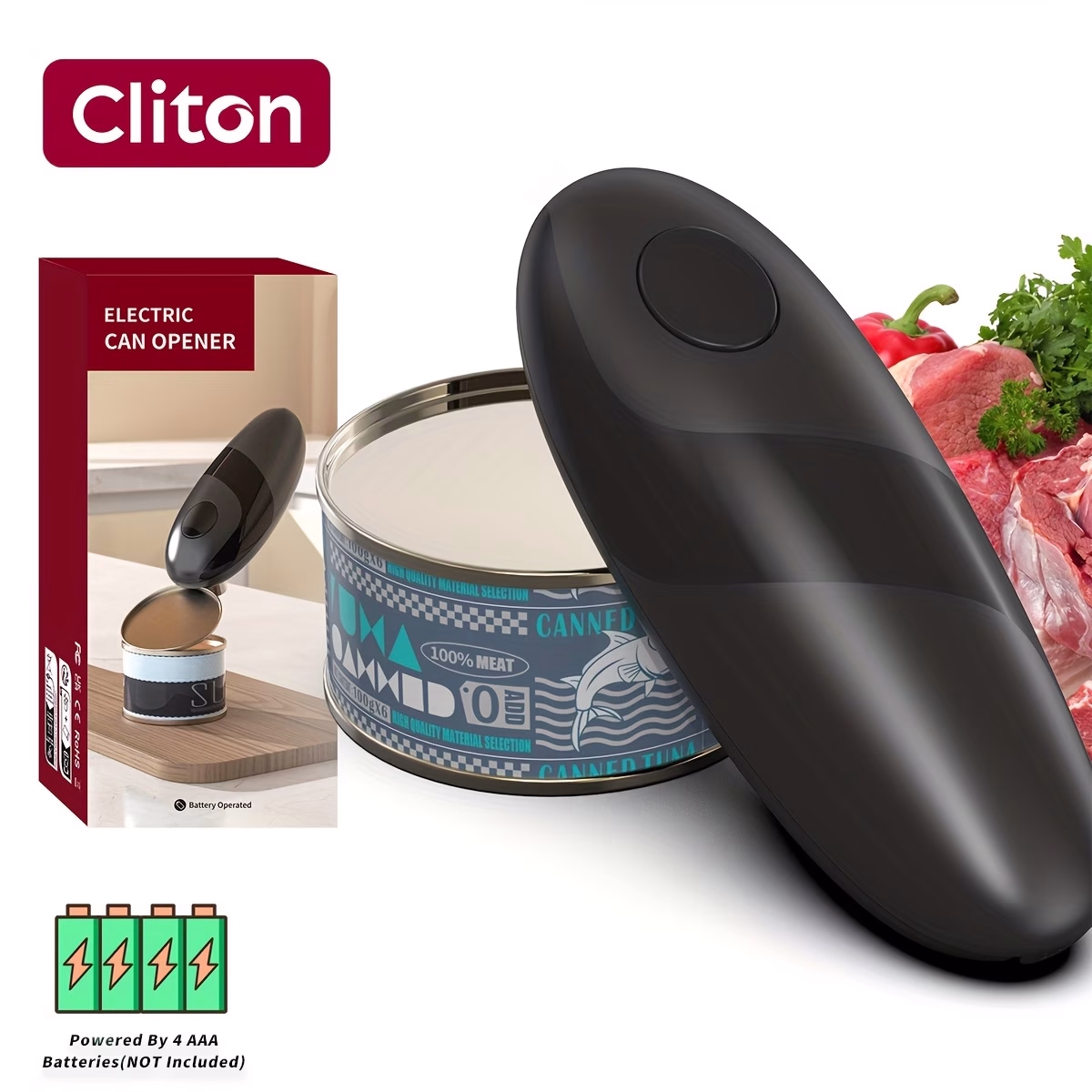 CLITON Electric Can Opener – Sleek Streamlined Design with One-Touch Auto-Rotation