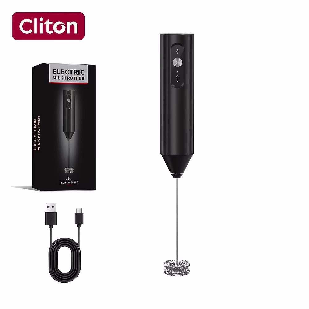 CLITON 3-Speed Electric Milk Frother – Rechargeable Mixer for Lattes, Cappuccinos, and More