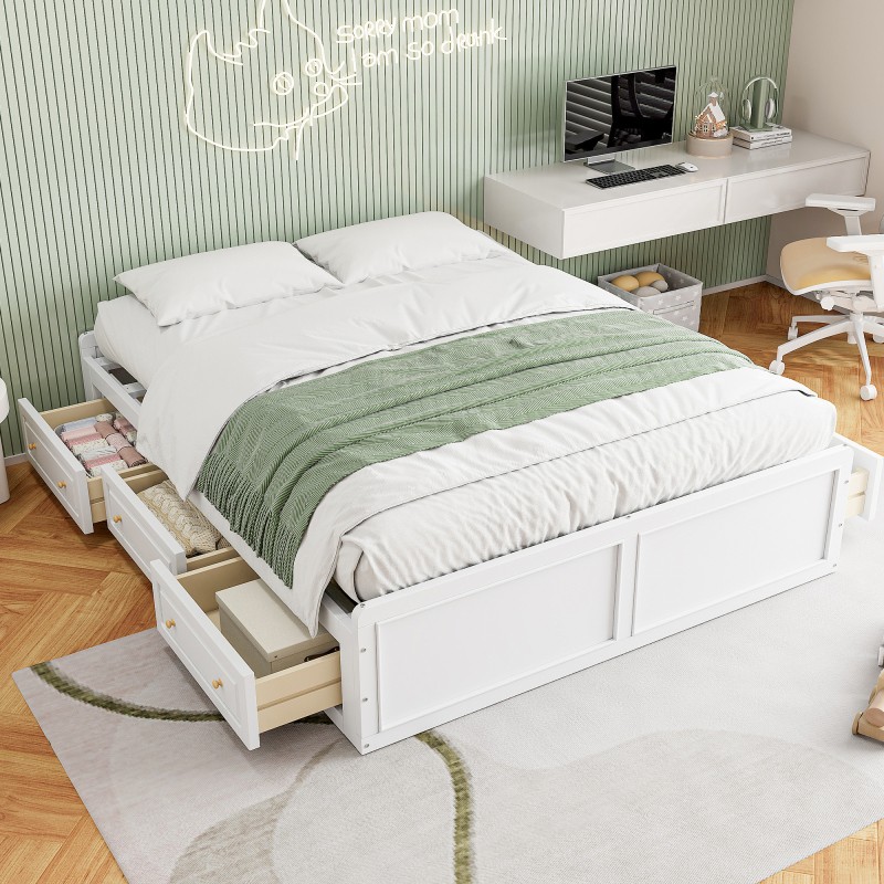 Queen Bed Frame with Drawers