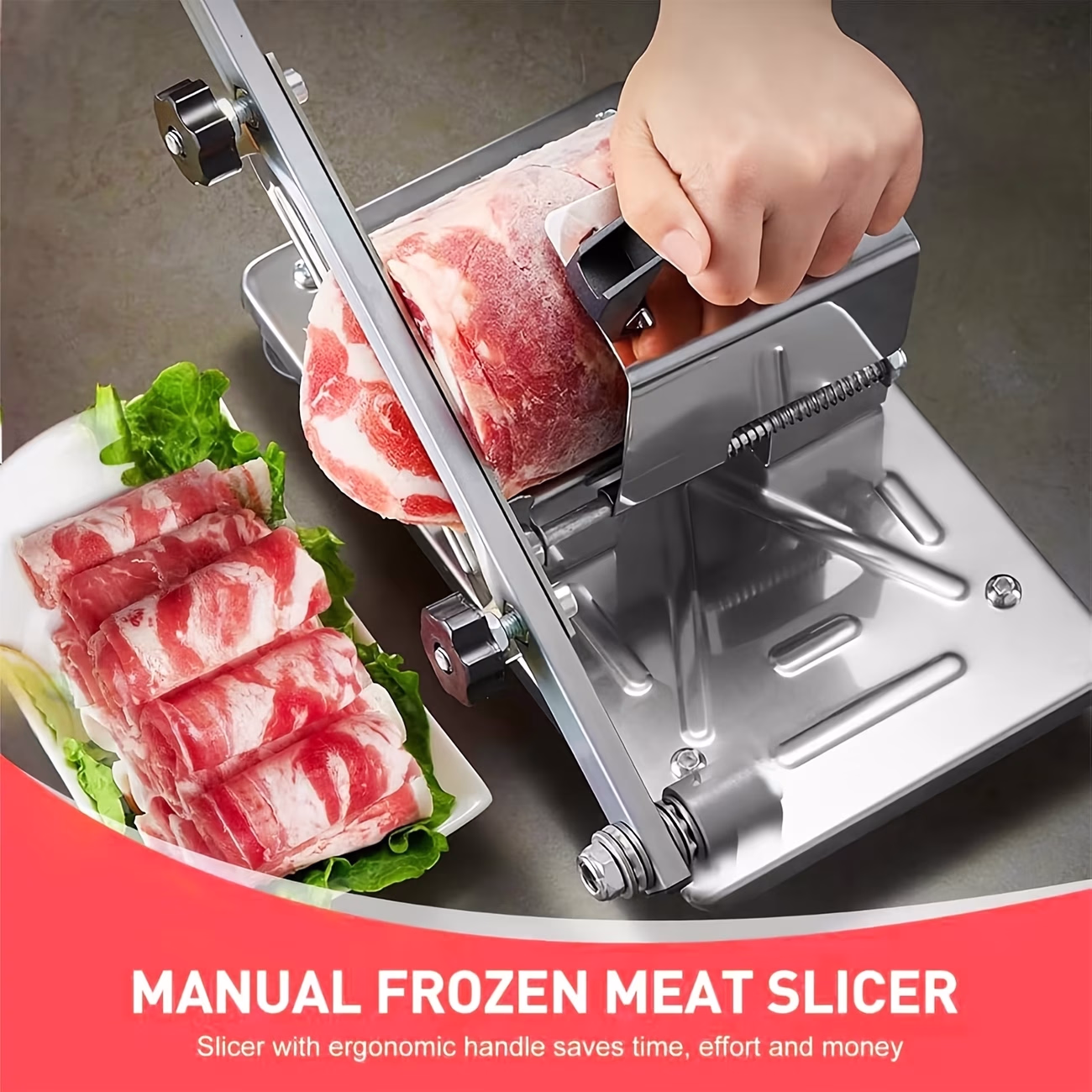 Commercial & Household Manual Frozen Meat Slicer – 304 Stainless Steel Meat Cutter