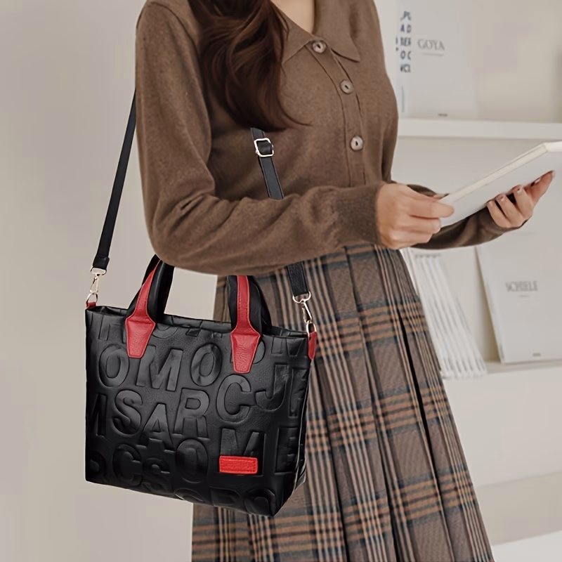 Perfect Lily Women’s Vintage Embossed Letter Tote Bag – Stylish and Spacious for Every Occasion