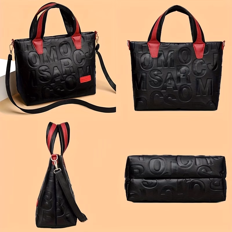 Perfect Lily Women’s Vintage Embossed Letter Tote Bag – Stylish and Spacious for Every Occasion