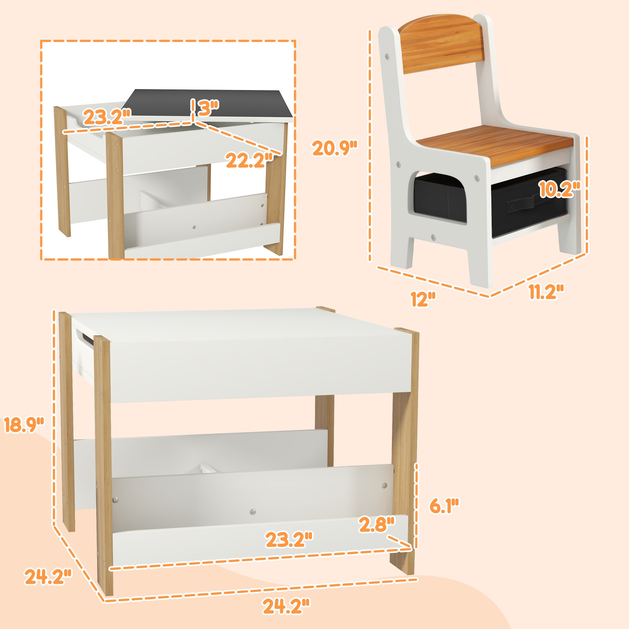 Kids Wooden Table and Chair Set