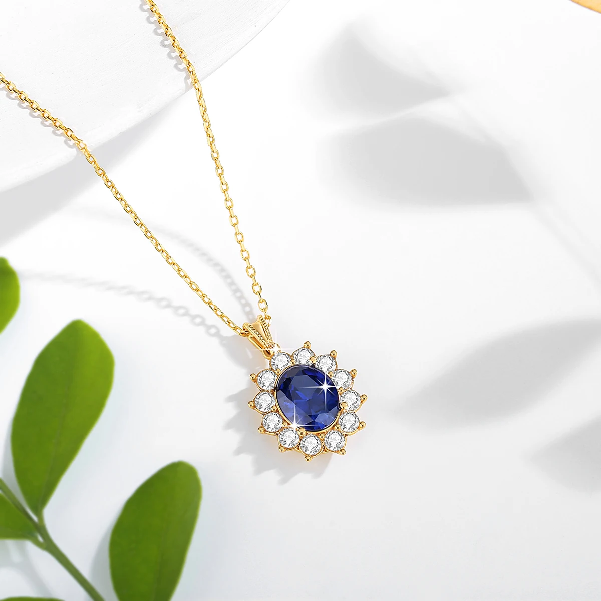 Gem Color: Green, Ships From: CHINA - Szjinao Real Blue Corundum18k Gold Necklace With Certificate Women Princess Kate Pendant K Gold Jewelry AU750 Stamp Wedding Gift