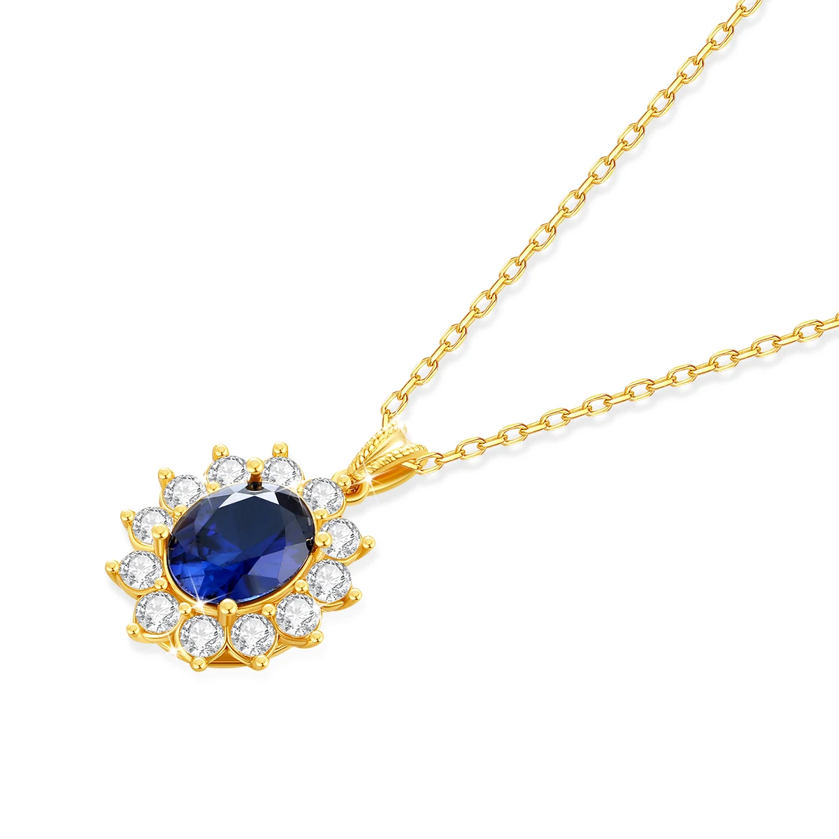 Gem Color: Green, Ships From: CHINA - Szjinao Real Blue Corundum18k Gold Necklace With Certificate Women Princess Kate Pendant K Gold Jewelry AU750 Stamp Wedding Gift