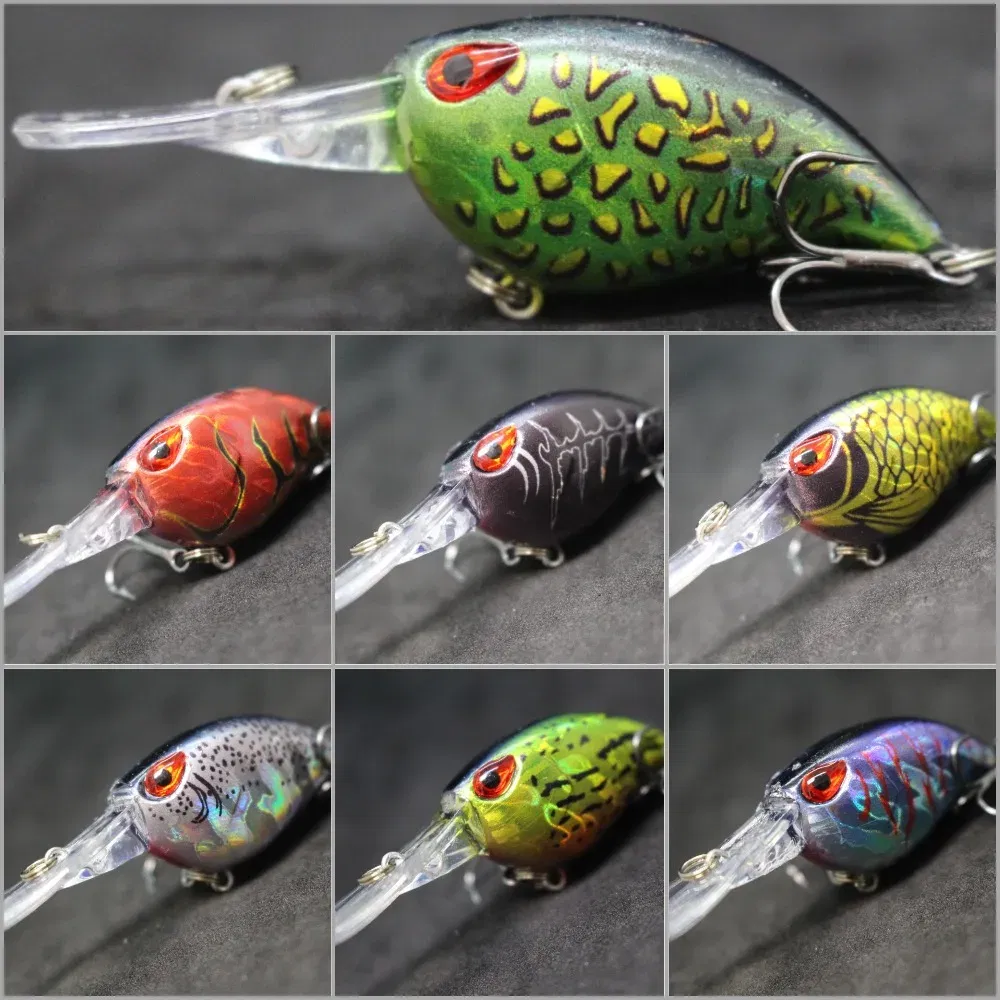 Color: IVORY WHITE - wLure Crankbait Wobble Fishing Lure 6cm 5g Deep Diving Tight Action Fresh Water Hard Bait Floating 8# Hooks Insect Bait C770