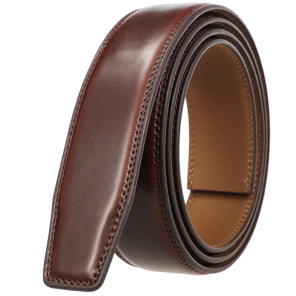 Color: black, Belt Length: 120cm - 90-130cm Brand No Buckle 3.0cm Wide Genuine Leather Automatic Belt Body Strap Without Buckle Belts Men Good Quality No Holes