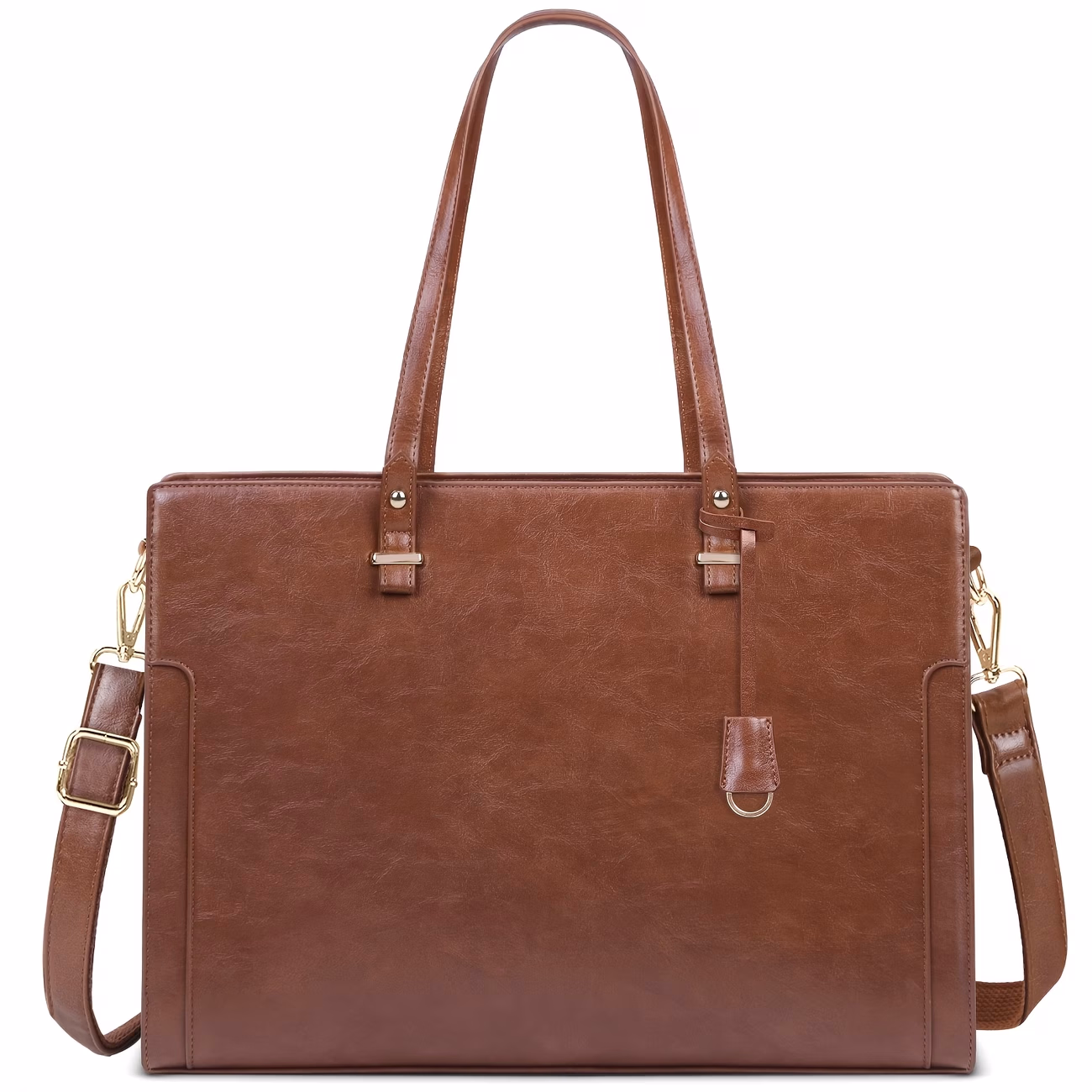 NUBILY Women's Laptop Bag – 39.62 cm Vintage Faux Leather Work Tote in Retro Brown