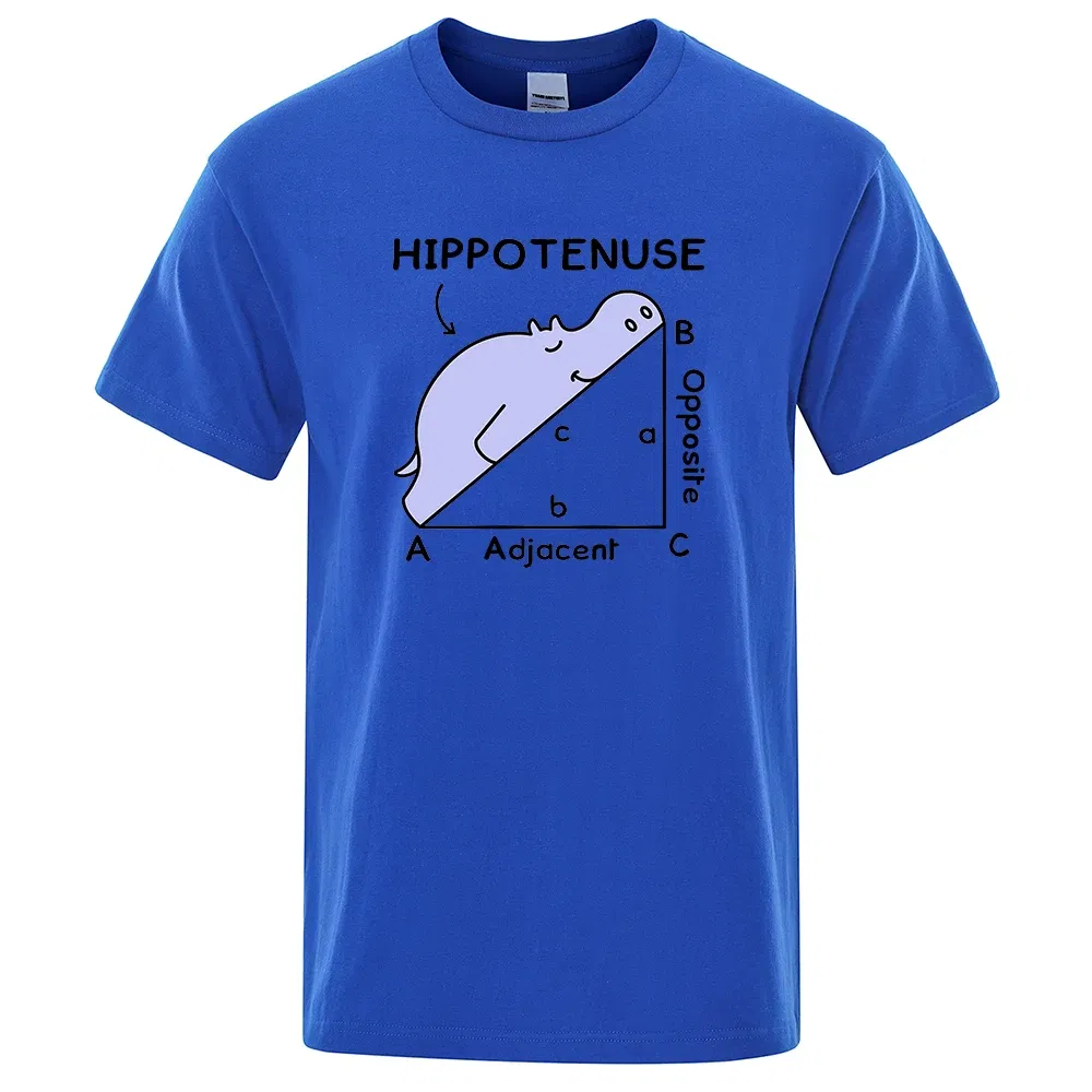 Color: SKY BLUE, Size: XXXL - Hippotenuse Opposite Adjacent Funny Printed Men Women T Shirts Trigonometric Functions Cotton Short Sleeve Streetwear T-shirt