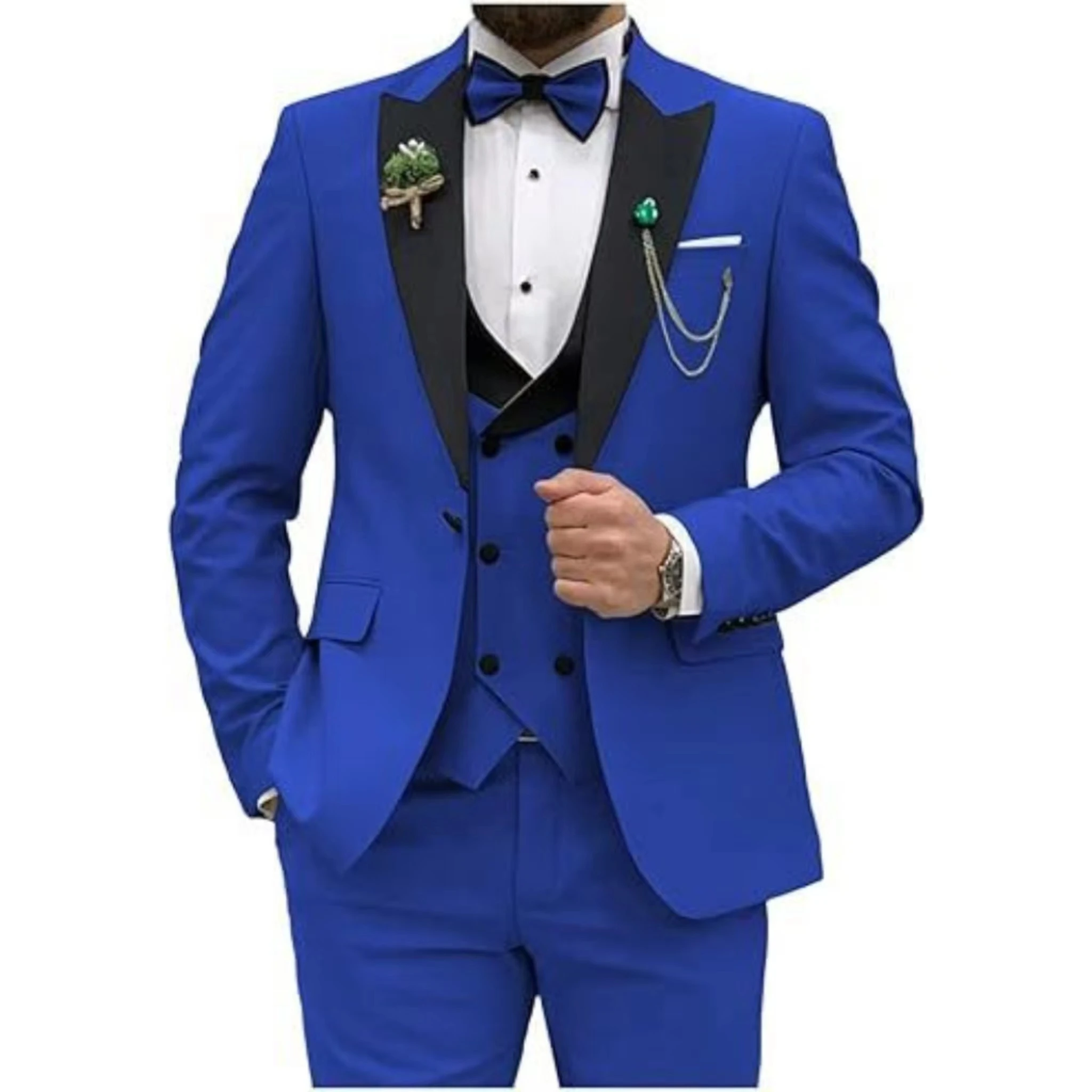 Color: Dark Grey, Size: XL - Men Suit Colorful Luxury Blazer Vest And Pant Sets 3 Piece Birthday Dress Business  Prom Evening Party Costumes High Quality
