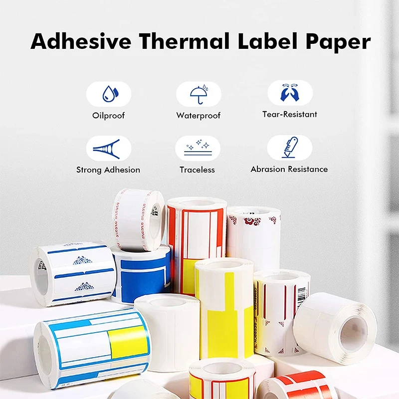 color: WHITE - Niimbot Mini Printer Thermal Wire White/ Cable/Color/Round Sticker Self Adhesive Waterproof   Sticker For B1 B21 B203