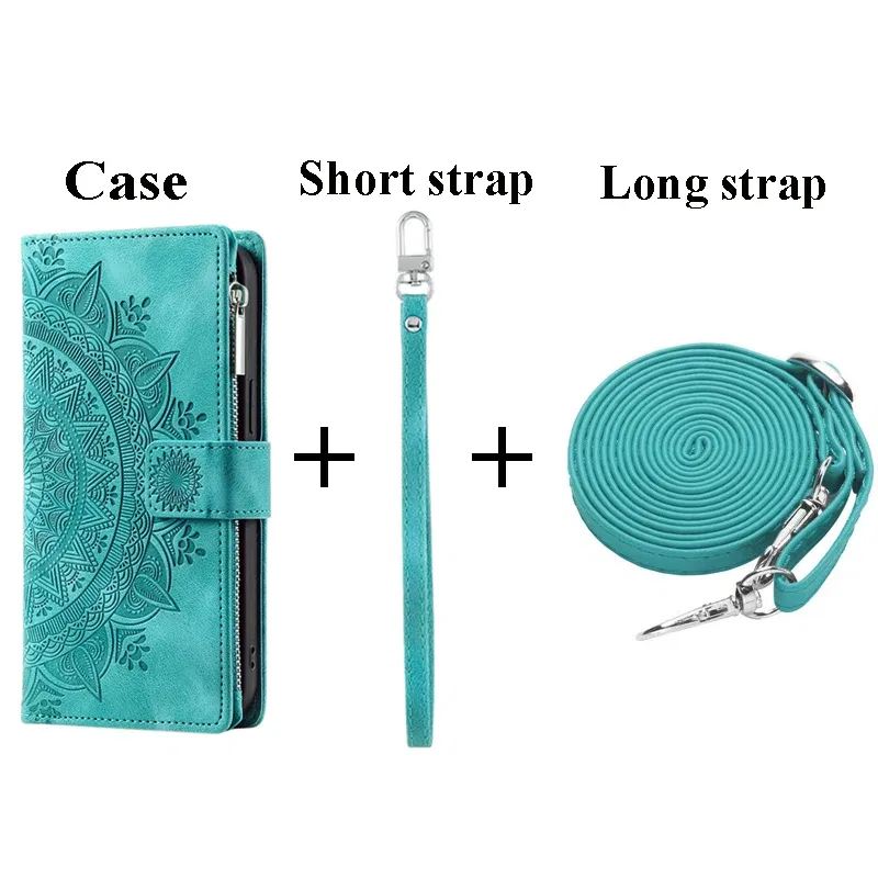 Color: light yellow, Material: PP - CrossBody Strap Zipper Wallet Coque for Samsung Galaxy A71 A51 A50 A41 A21S A30 A70 A50S A20 A31 A30S A10 A20E A 51 70 Flip Case