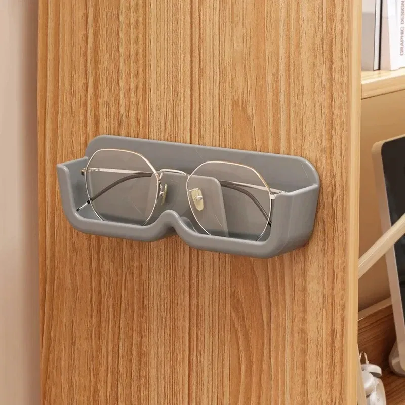 Color: Clear - Glasses Display Cabinet Sunglasses Storage Box Wall Mounted Perforated Free Sunglasses Storage Glasses Rack Home Tidying
