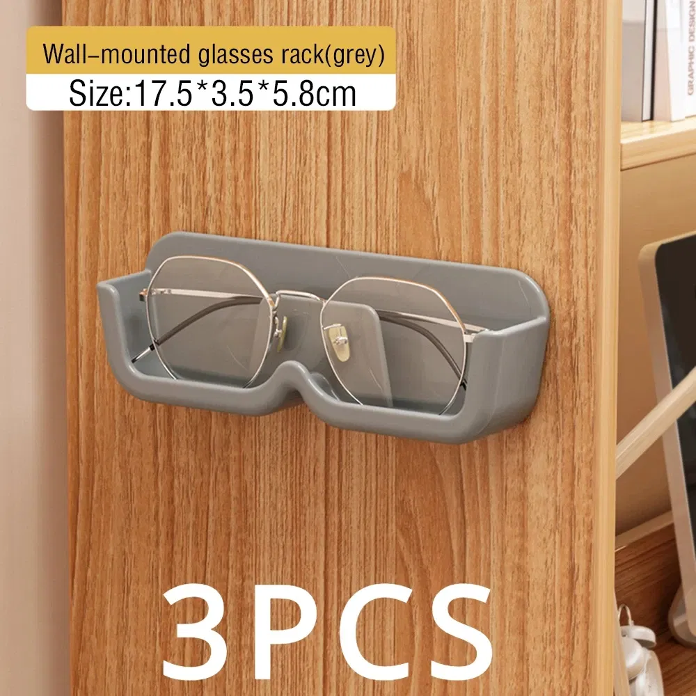 Color: green - Glasses Display Cabinet Sunglasses Storage Box Wall Mounted Perforated Free Sunglasses Storage Glasses Rack Home Tidying