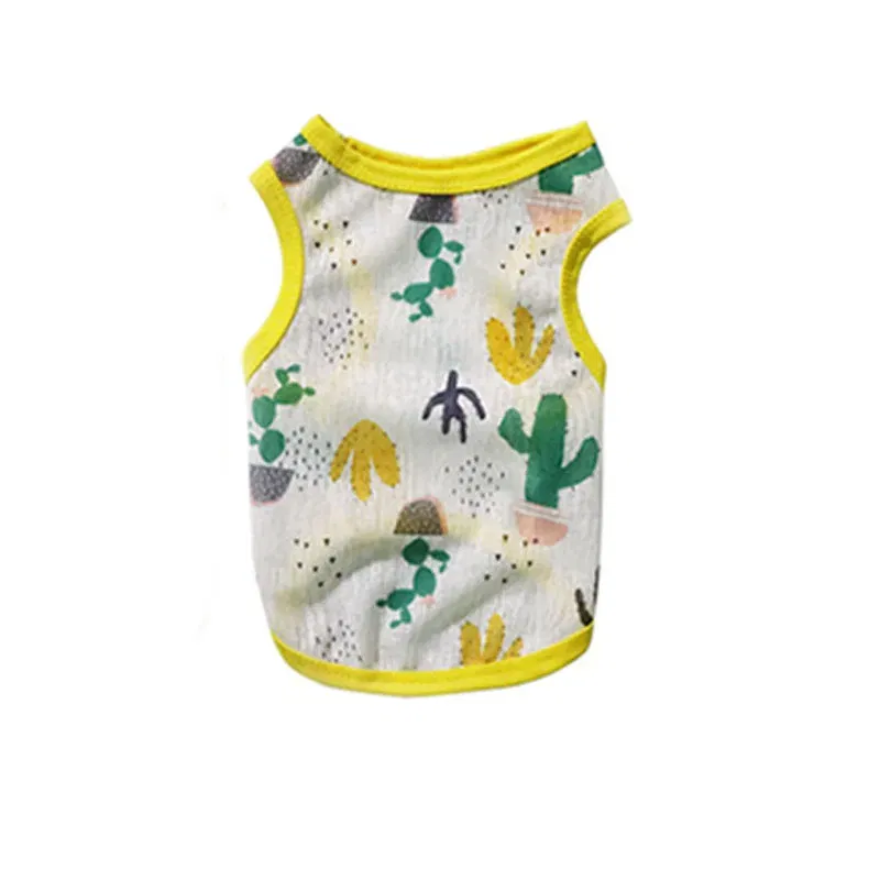 Color: Yellow, Size: XL - Summer Dog Vest Ultra Thin Breathable Mesh Cloth Pet T-shirt for Small Dogs Cute Cartoon Print Puppy Cat Cheap Clothes Costumes