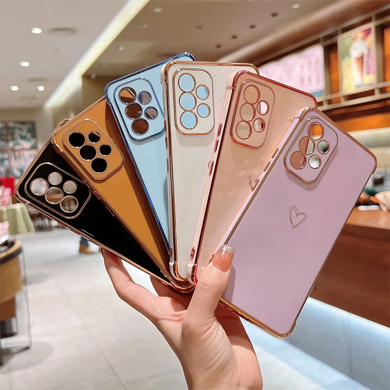 Color: Khaki, Compatible-Phone Models: For iPhone 13, Ships From: CHINA - Electroplating Love Heart Phone Case For Samsung Galaxy S25 S24 Ultra S23 S22 A13 A14 A52 A53 Protect Lens Shockproof Back Cover