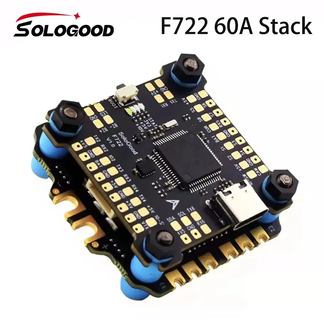 SoloGood F722 60A Stack ICM42688P F722 Flight Controller BLHELI_S 60A 4in1 ESC 30.5X30.5mm 2-6S for FPV Freestyle Drones Parts