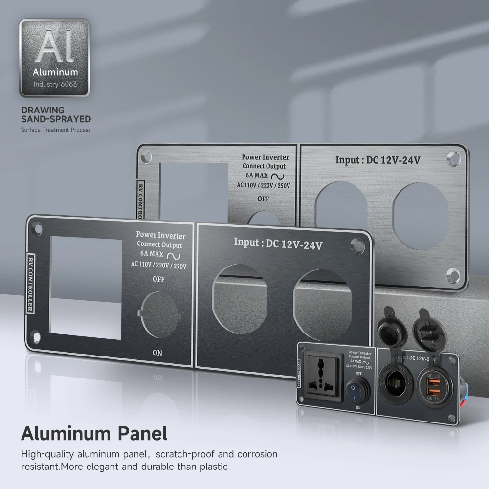 Color Name: Silver, Ships From: CHINA - Car Charger Multi-Functions Aluminum Panel Inverter AC110V 220V Dual Port USB QC3.0 12V 24V for RV Yacht Travel Trailers